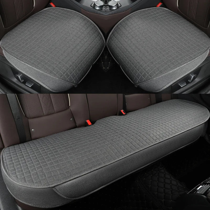 Car Seat Covers Universal Flax Front Rear Breathable Linen Cushion Anti Slip Auto Seat Protector Mat Pad Four Seasons