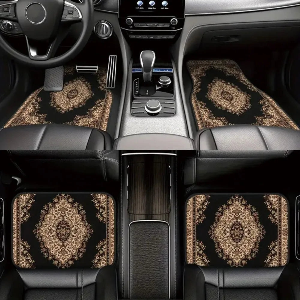 4Pcs Bohemian Car Floor Mats Anti-slip Heavy Duty Persian Carpet Car Decoration Dirty Resistant Car Floor Protector Rugs