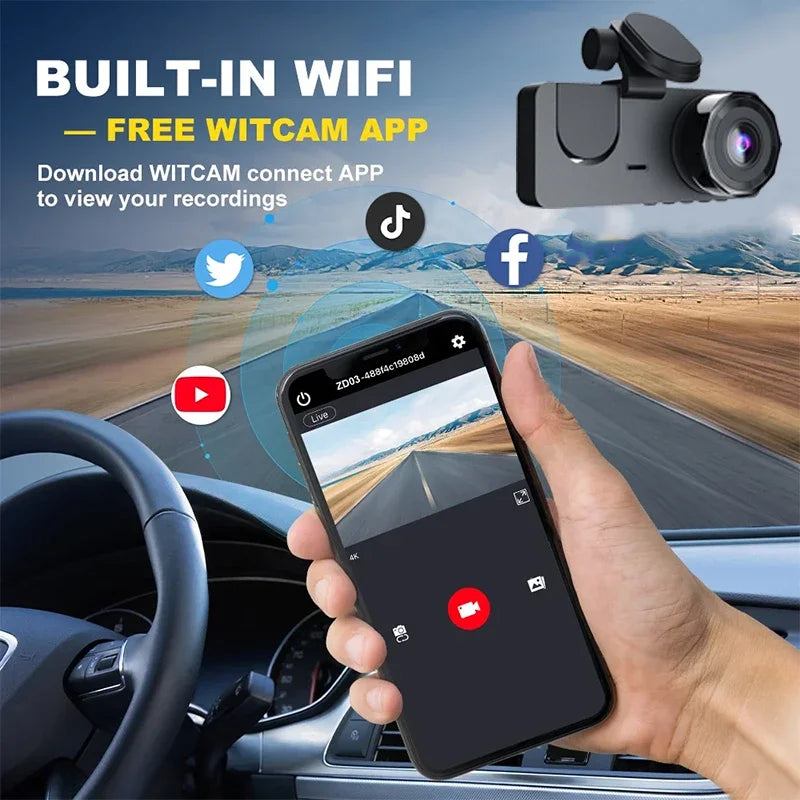 NEW Car DVR 1080P HD WIFI 2/3Camera Dash Cam For Car Camera Video Recorder Front Rear View Camera Night Vision Car Accessories