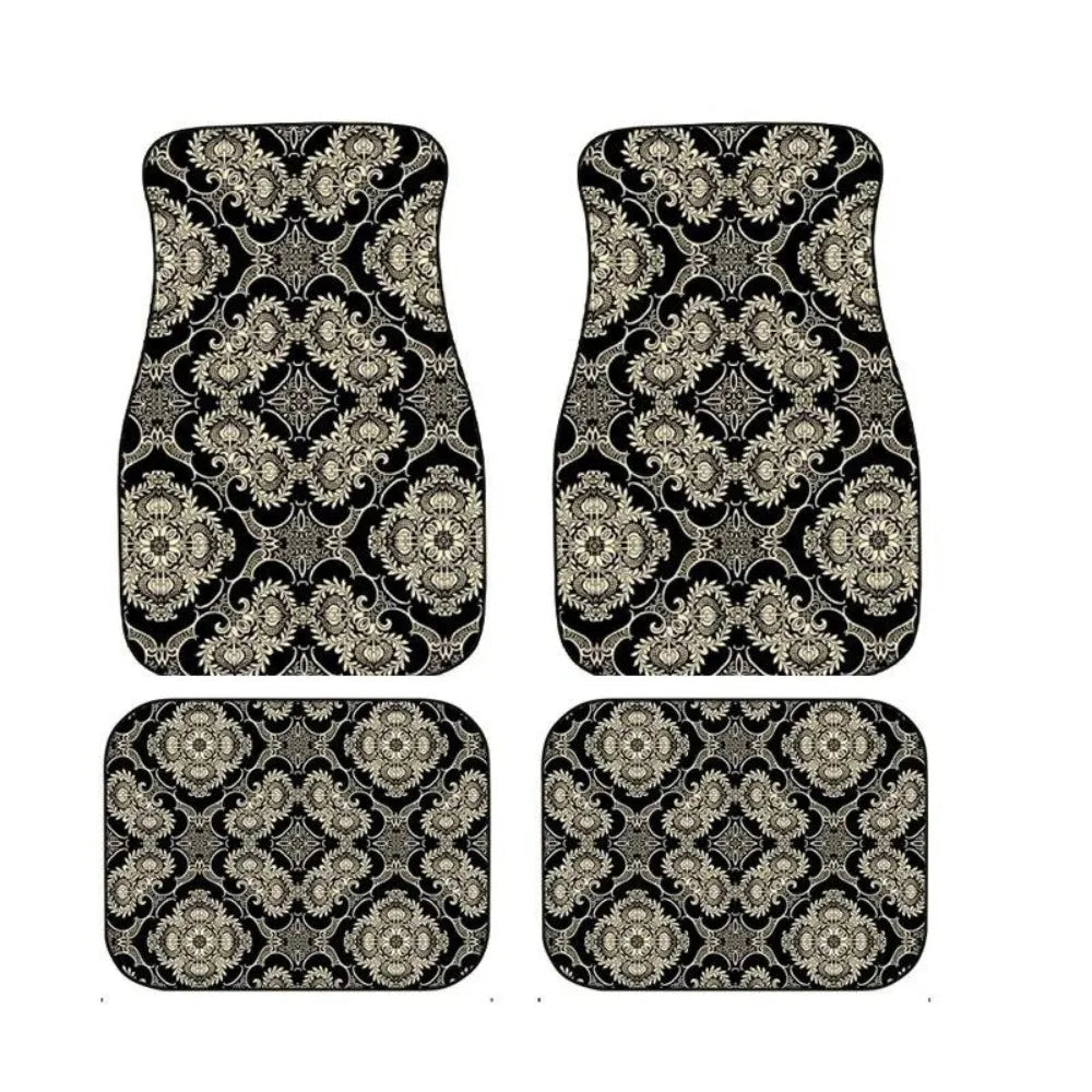 4Pcs Bohemian Car Floor Mats Anti-slip Heavy Duty Persian Carpet Car Decoration Dirty Resistant Car Floor Protector Rugs