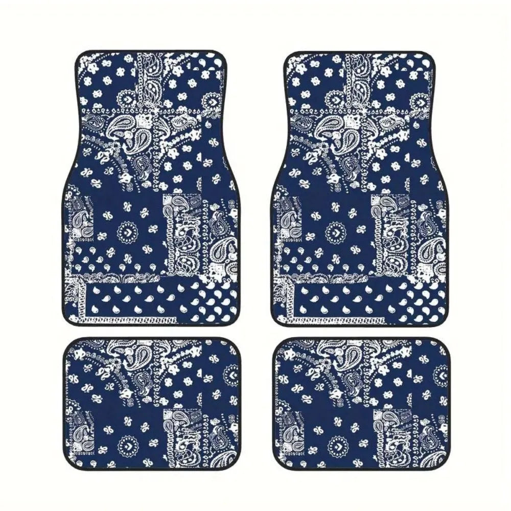 4Pcs Bohemian Car Floor Mats Anti-slip Heavy Duty Persian Carpet Car Decoration Dirty Resistant Car Floor Protector Rugs