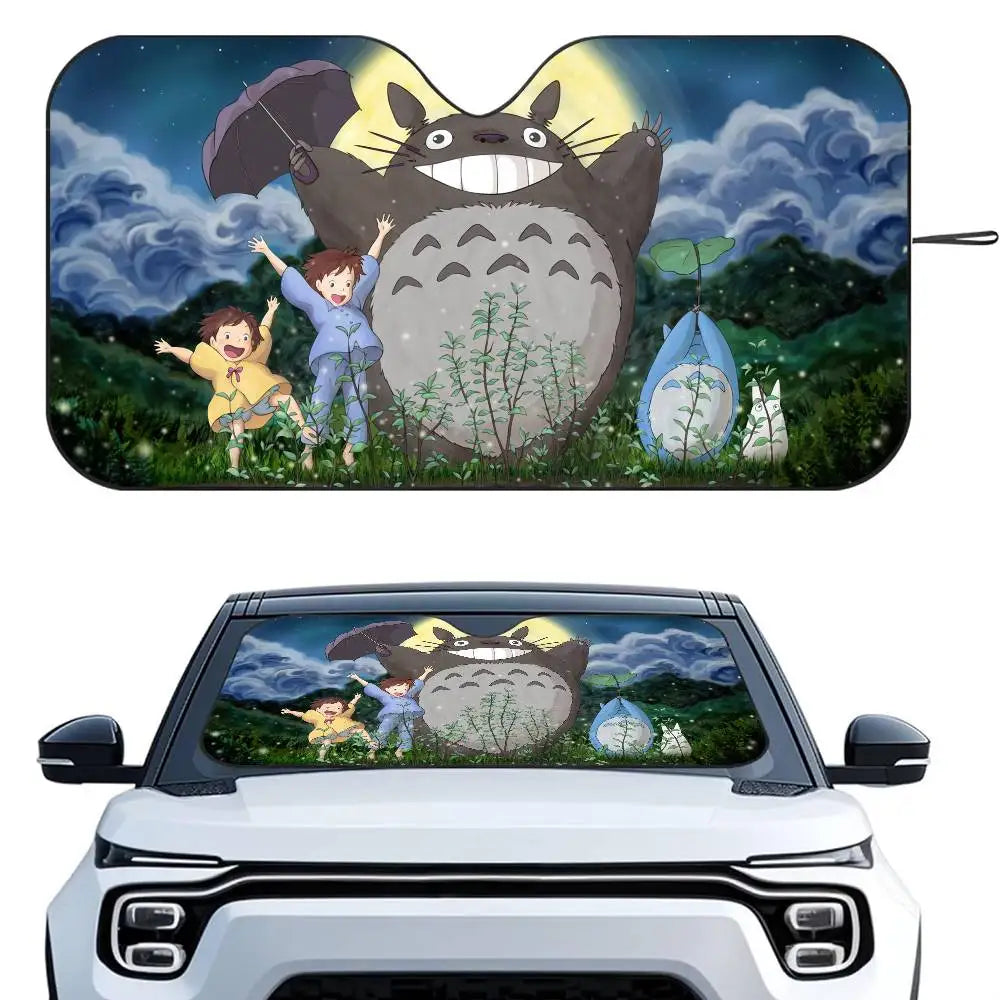 T-TotoroES And No Face Car SunShade Windshield Foldable Three-layer Insulation Sunshade By Suction Cup Blocks UV Rays Sun