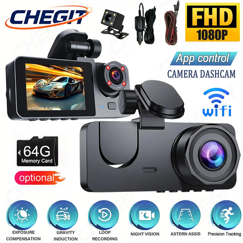 NEW Car DVR 1080P HD WIFI 2/3Camera Dash Cam For Car Camera Video Recorder Front Rear View Camera Night Vision Car Accessories