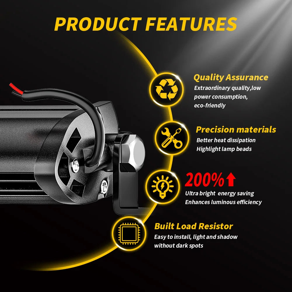 LED Car Work Light Bar COB Spotlight Offroad 12V 24V 6000K LED Headlight Off-road SUV Waterproof Engineering Headlamp Driving