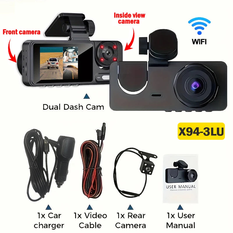 NEW Car DVR 1080P HD WIFI 2/3Camera Dash Cam For Car Camera Video Recorder Front Rear View Camera Night Vision Car Accessories