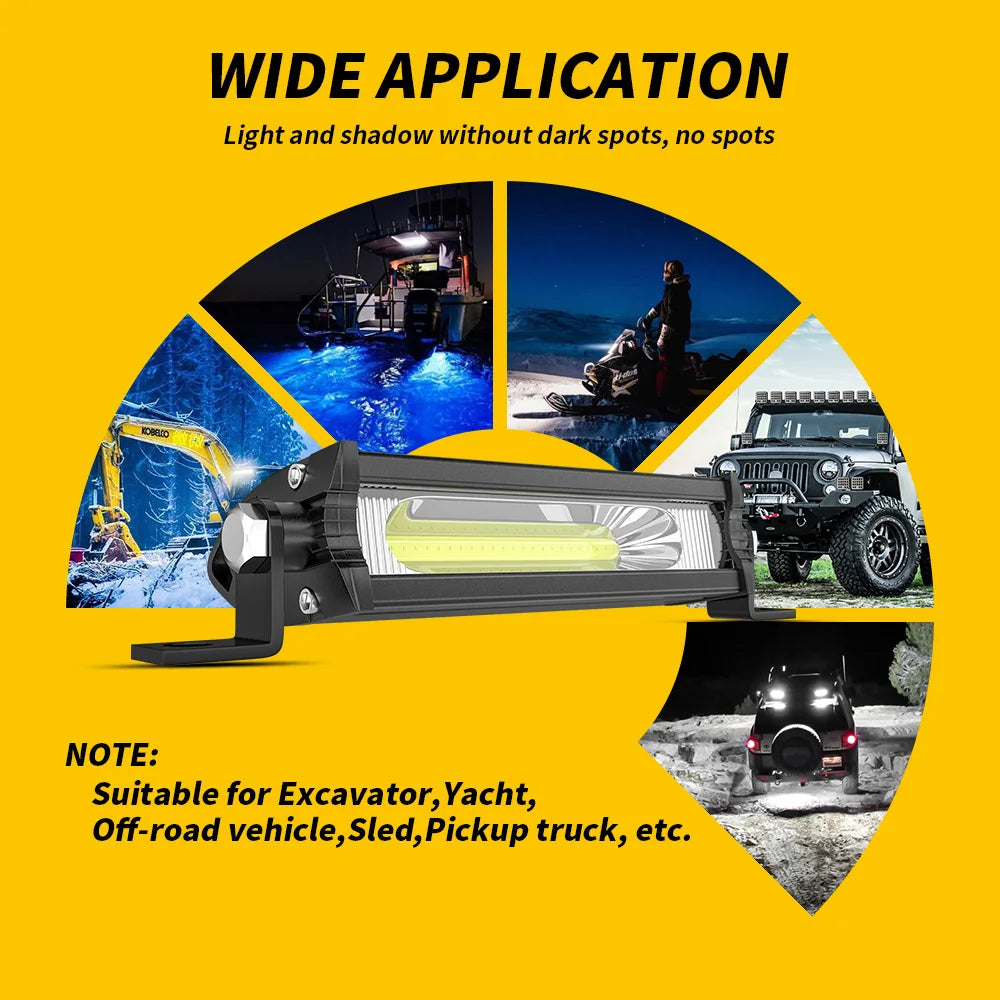 LED Car Work Light Bar COB Spotlight Offroad 12V 24V 6000K LED Headlight Off-road SUV Waterproof Engineering Headlamp Driving