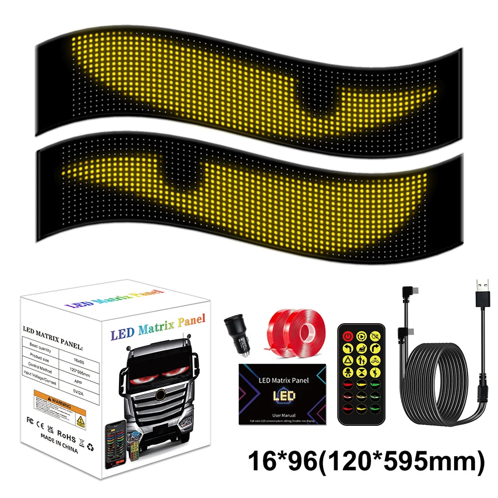 LED Devil Eye Car Lights Dynamic Flexible Programmable Custom Bluetooth Control LED Eyes Display Light For Car Decor