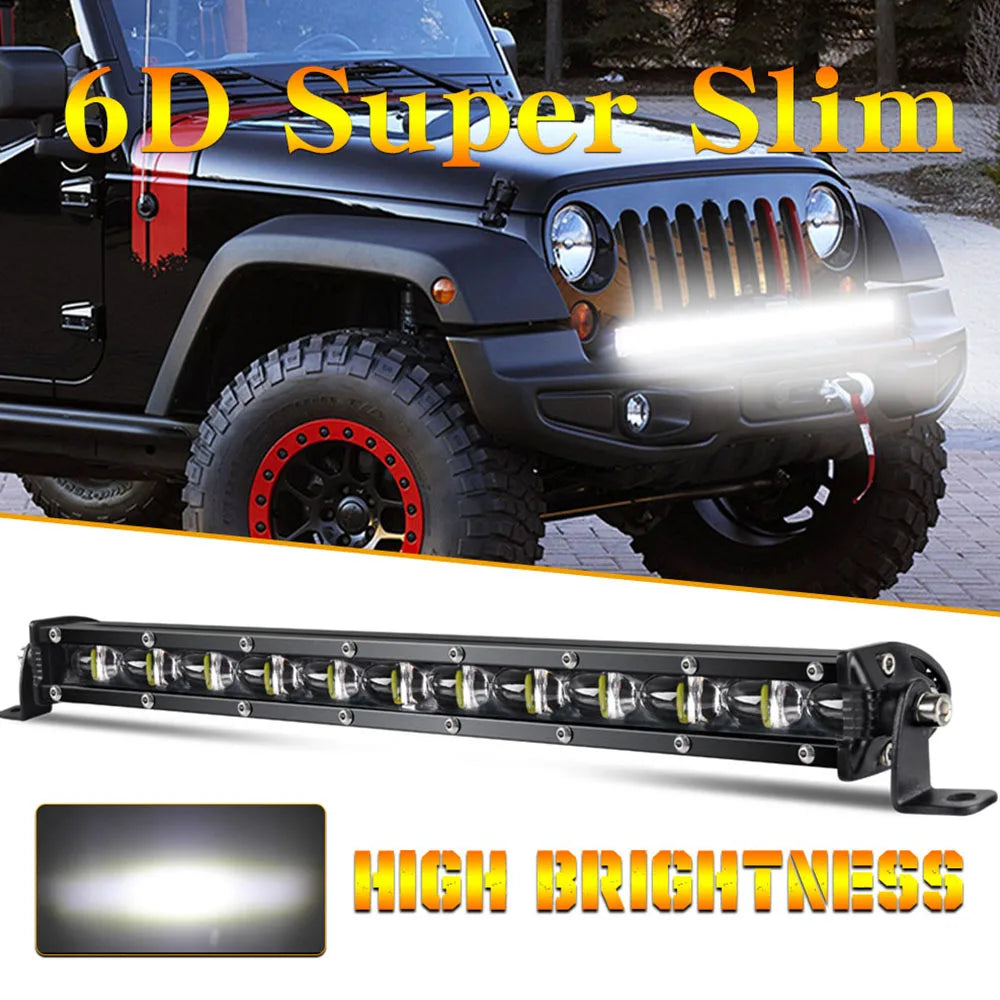 Super Bright LED Light Bar Offroad 8" 12V 24V Spotlight Barra LED Work Light for Lada Truck 4x4 SUV ATV Car Driving Fog Light