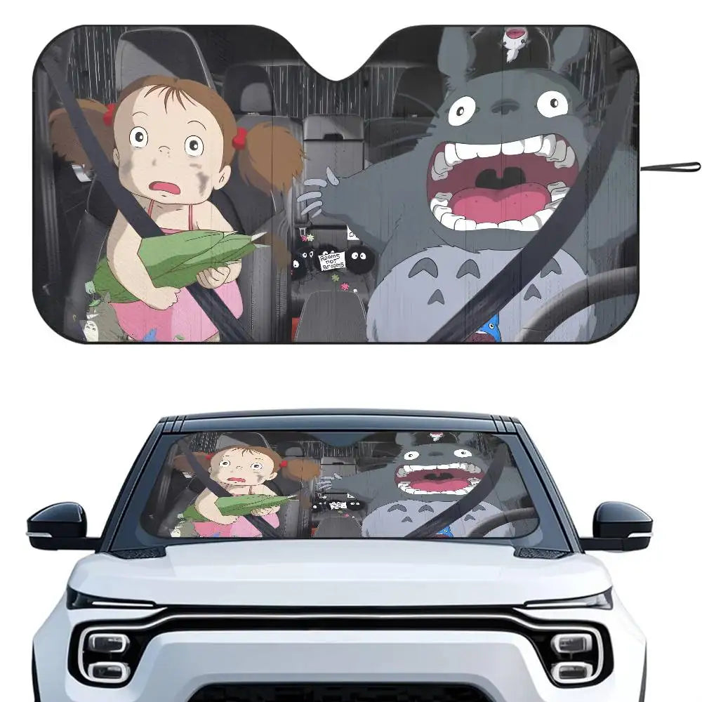 T-TotoroES And No Face Car SunShade Windshield Foldable Three-layer Insulation Sunshade By Suction Cup Blocks UV Rays Sun