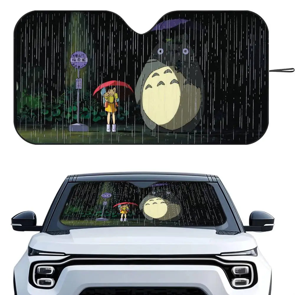 T-TotoroES And No Face Car SunShade Windshield Foldable Three-layer Insulation Sunshade By Suction Cup Blocks UV Rays Sun