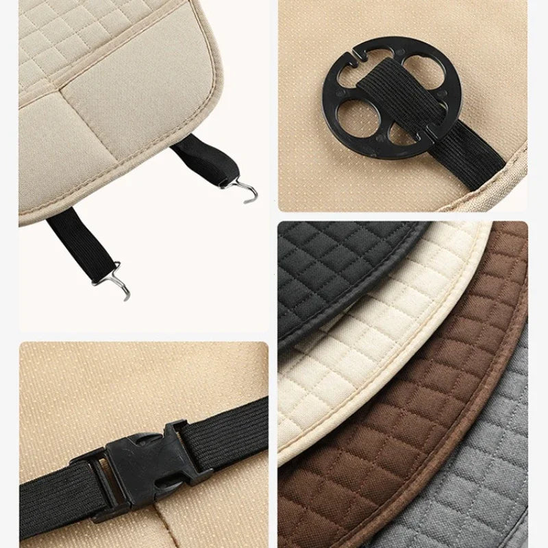 Car Seat Covers Universal Flax Front Rear Breathable Linen Cushion Anti Slip Auto Seat Protector Mat Pad Four Seasons