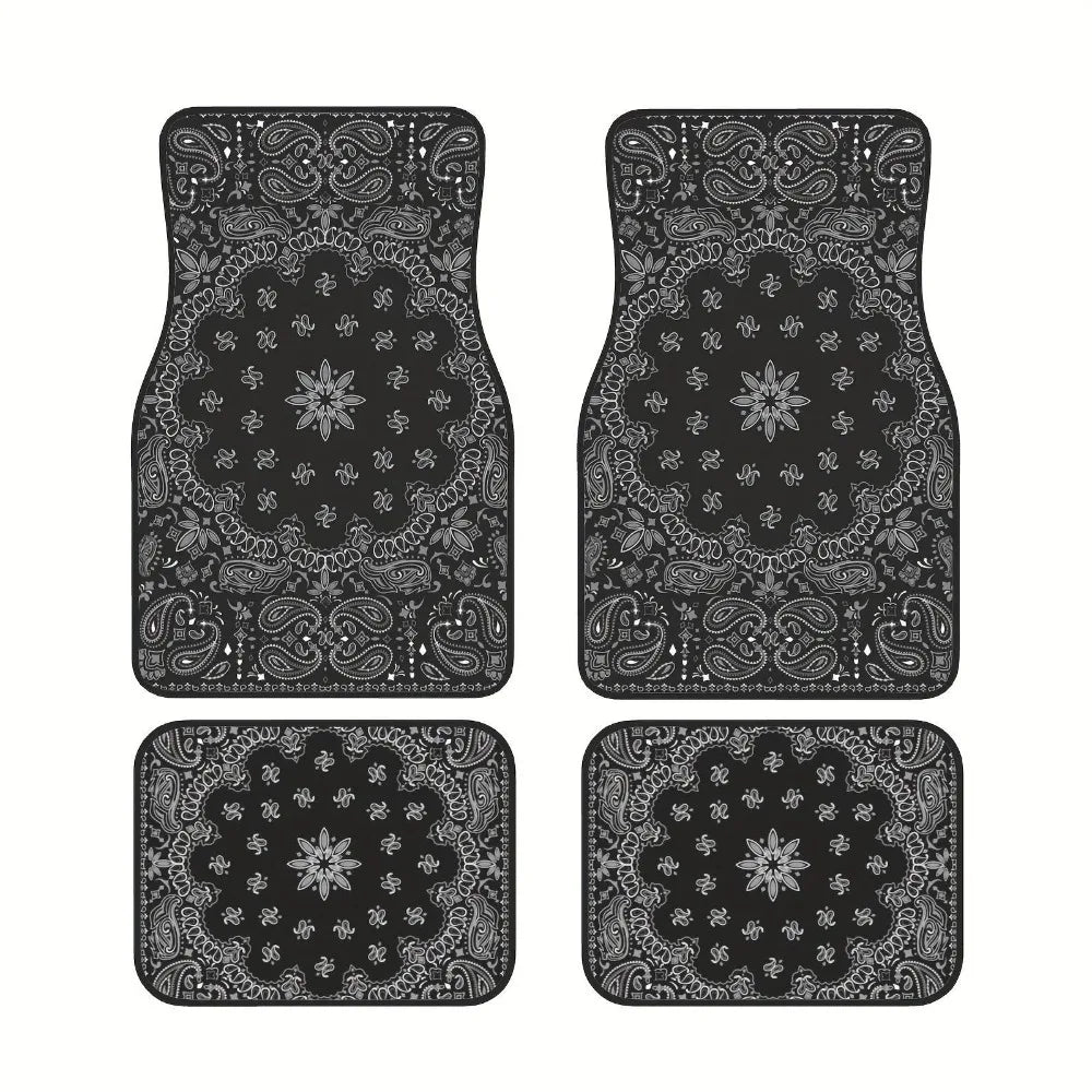 4Pcs Bohemian Car Floor Mats Anti-slip Heavy Duty Persian Carpet Car Decoration Dirty Resistant Car Floor Protector Rugs