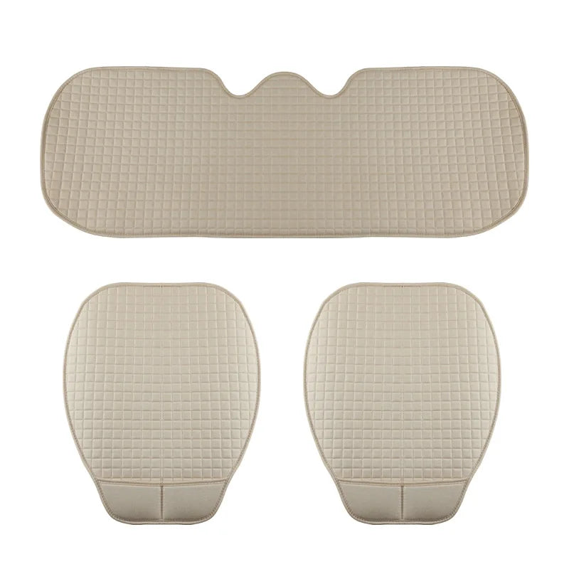 Car Seat Covers Universal Flax Front Rear Breathable Linen Cushion Anti Slip Auto Seat Protector Mat Pad Four Seasons