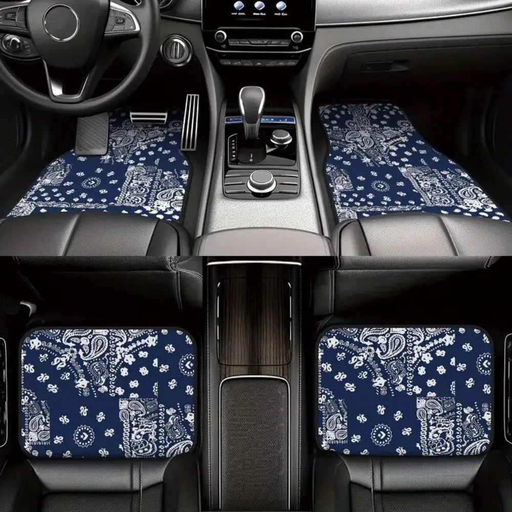 4Pcs Bohemian Car Floor Mats Anti-slip Heavy Duty Persian Carpet Car Decoration Dirty Resistant Car Floor Protector Rugs