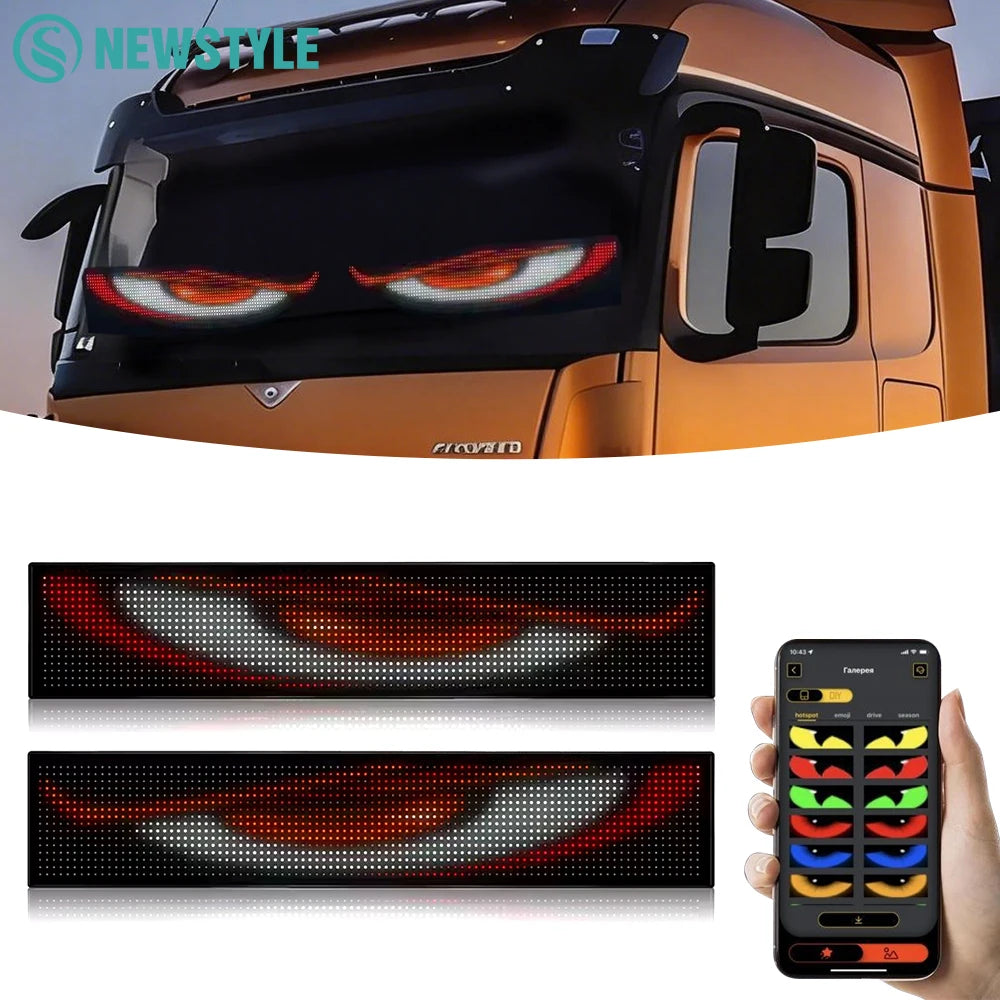 LED Devil Eye Car Lights Dynamic Flexible Programmable Custom Bluetooth Control LED Eyes Display Light For Car Decor