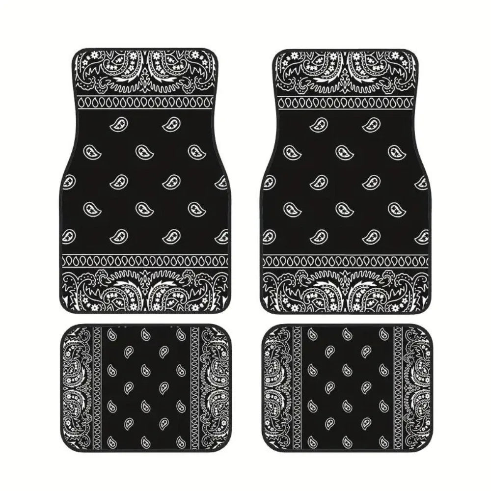 4Pcs Bohemian Car Floor Mats Anti-slip Heavy Duty Persian Carpet Car Decoration Dirty Resistant Car Floor Protector Rugs