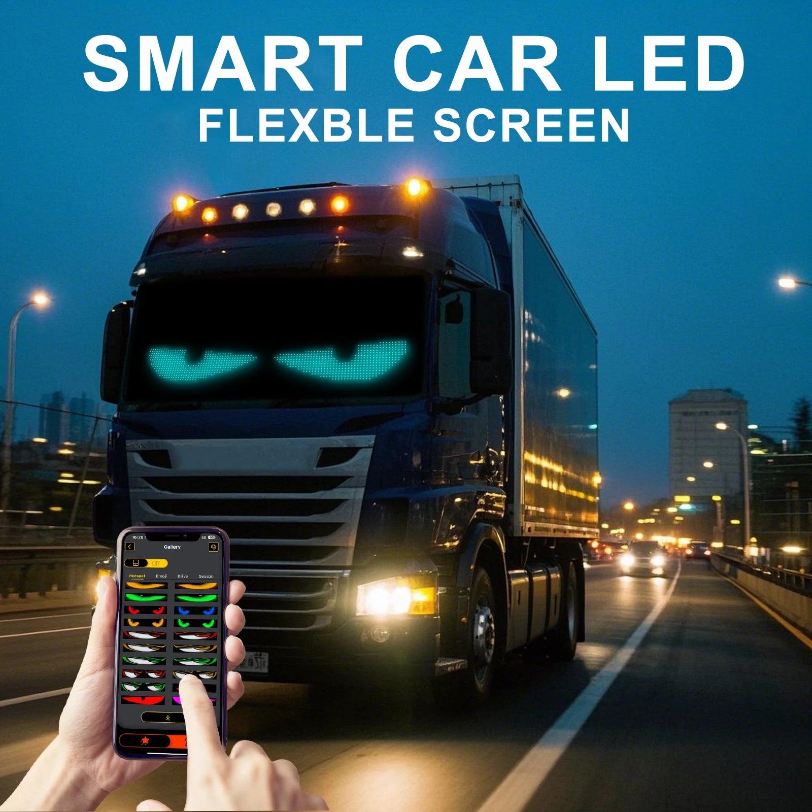 LED Devil Eye Car Lights Dynamic Flexible Programmable Custom Bluetooth Control LED Eyes Display Light For Car Decor