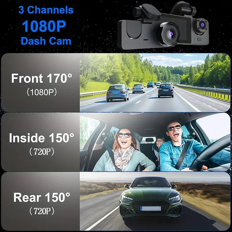 NEW Car DVR 1080P HD WIFI 2/3Camera Dash Cam For Car Camera Video Recorder Front Rear View Camera Night Vision Car Accessories