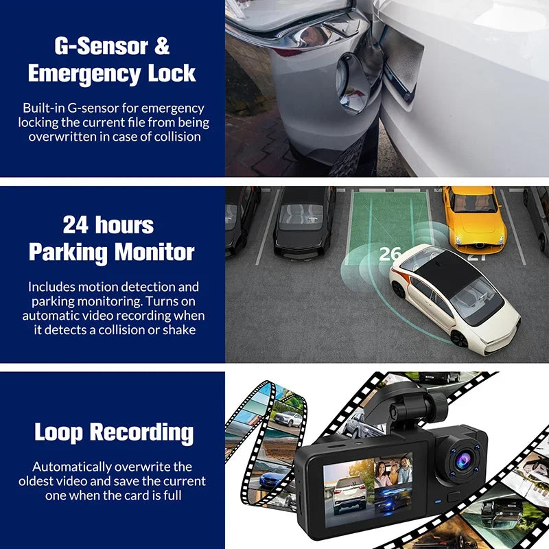 NEW Car DVR 1080P HD WIFI 2/3Camera Dash Cam For Car Camera Video Recorder Front Rear View Camera Night Vision Car Accessories