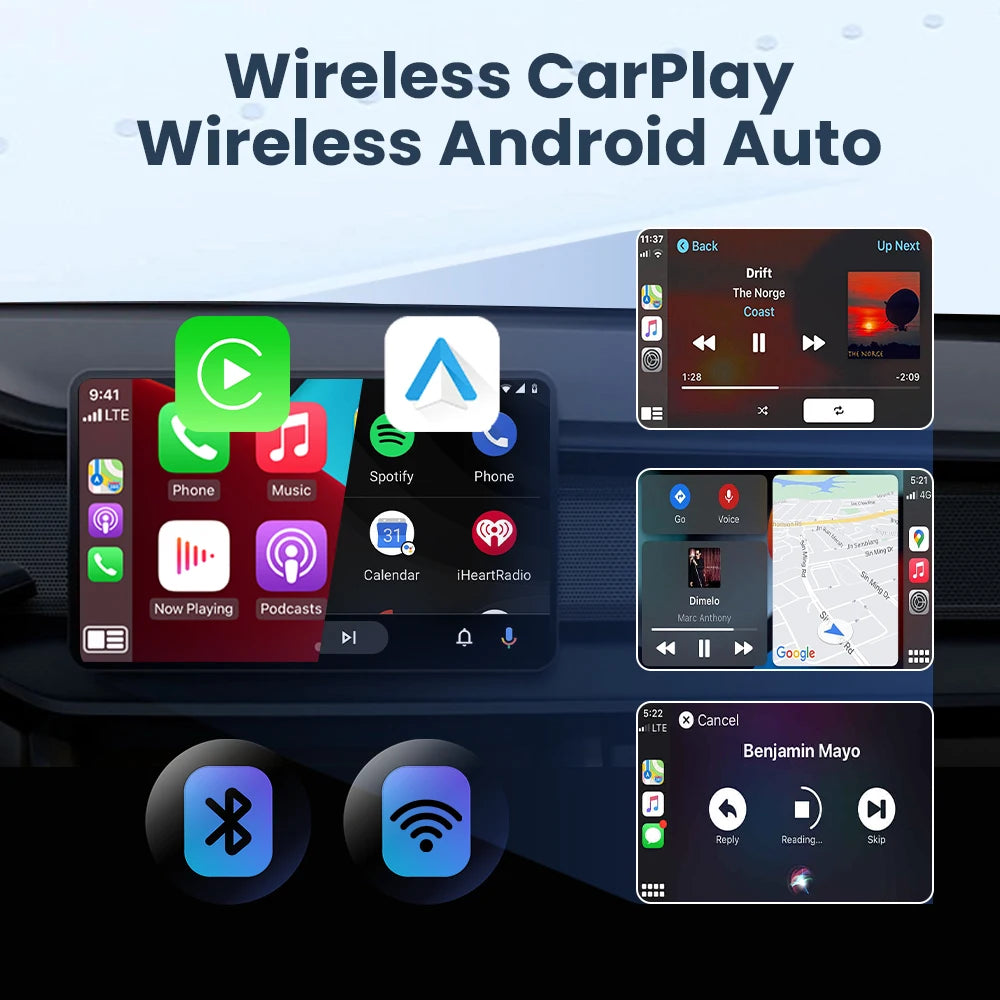 PLAYAIBOX Wireless 2IN1 CarPlay Android Auto Wireless Supermini Box Adapter Plug And Play Dongle Bluetooth WiFi Fast Connect