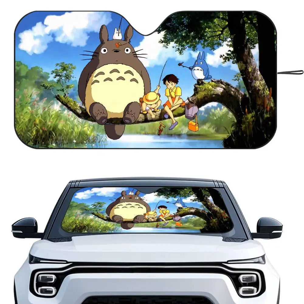 T-TotoroES And No Face Car SunShade Windshield Foldable Three-layer Insulation Sunshade By Suction Cup Blocks UV Rays Sun